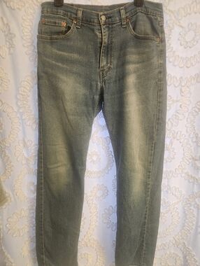 Levis 505 Jeans Mens 33x34 Blue Denim Straight Leg Stretch Medium Wash